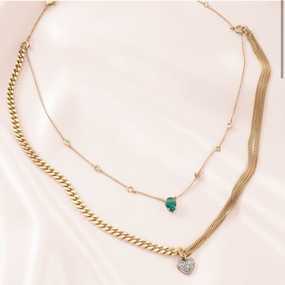 Stella & Dot | Vintage GOLD Triple Layer Crystal Embellished Heirloom Ne… - Picture 3 of 10